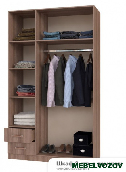 Шкаф распашной 3-х створчатый с ящиками Ясень шимо  от компании Мебельвозов в Нижнем Новгороде