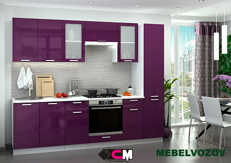 Кухонный гарнитур Глория 2600 (баклажан металлик) от магазина Мебельвозов в Нижнем Новгороде