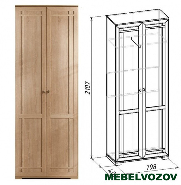 Шкаф распашной Sherlock11 для одежды (Дуб Сонома) от компании Мебельвозов в Нижнем Новгороде
