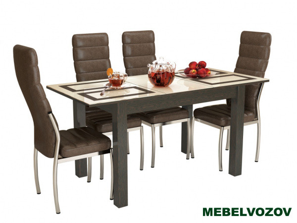 Стол обеденный раскладной Бруно 1000х600 мм (Венге/Рисунок Плитка) от магазина Мебельвозов в Нижнем Новгороде