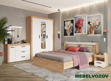 Спальный гарнитур Адель (белый/дуб крафт) от магазина Мебельвозов в Нижнем Новгороде