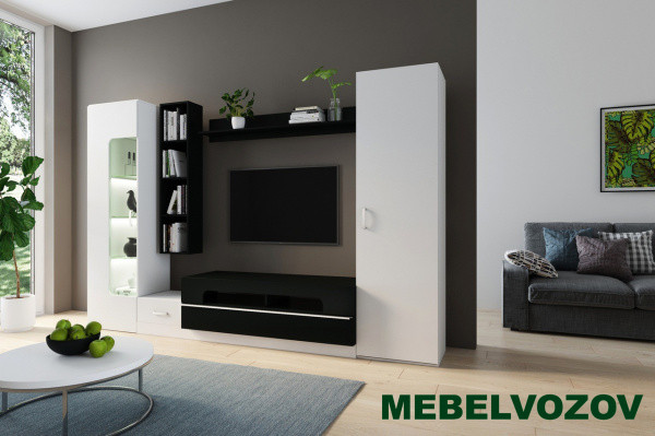 Шкаф для ТВ LOFT-20 (Белый снег/Черный) от интернет магазина Mebelvozov в Нижнем Новгороде