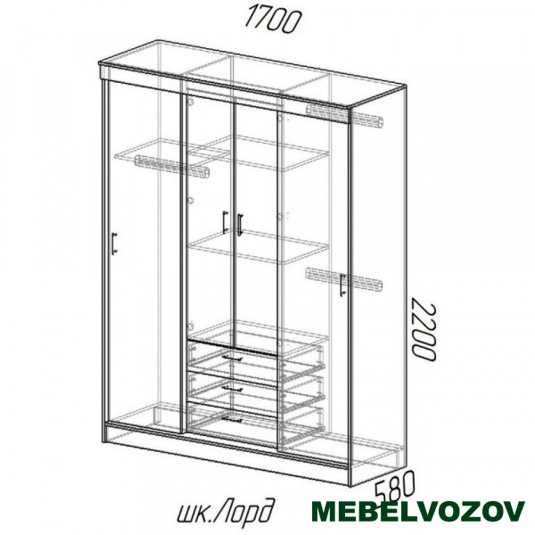 Шкаф-купе Лорд ясень шимо от компании Мебельвозов в Нижнем Новгороде
