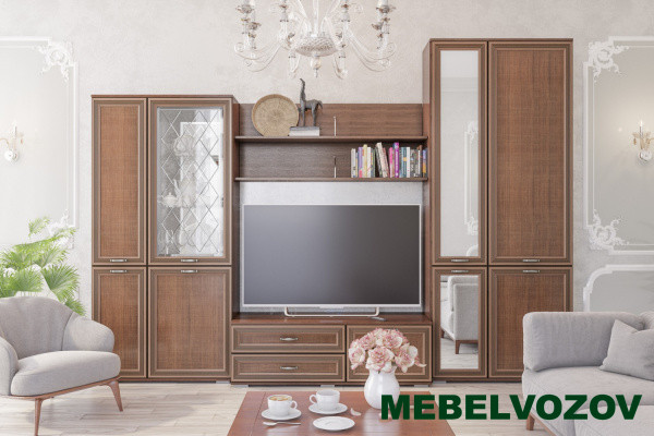 Модульная гостиная Ливорно (орех донской). Комплект 1 от Mebelvozov в Нижнем Новгороде