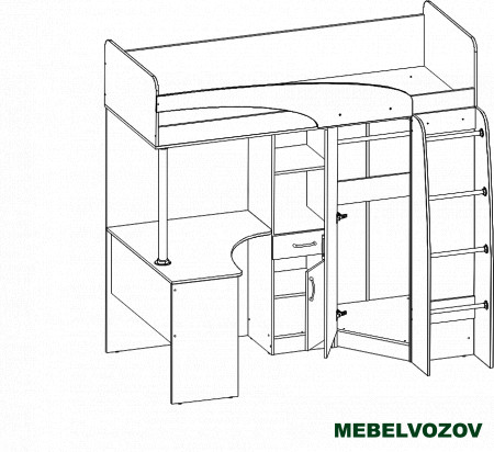 Кровать-чердак со столом Карамель 77-01 Анкор светлый Зеленый детальное изображение от магазина mebelvozov.ru в Нижнем Новгороде