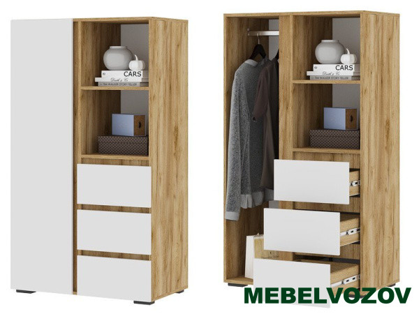 ХЕЛЕН ШК 03 Шкаф (БЕЛЫЙ/ДУБ КРАФТ ЗОЛОТО) от компании Мебельвозов в Нижнем Новгороде