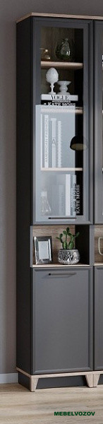 Aurelio 9 (гостиная) Шкаф для книг (модуль 181), Антрацит-Блеквуд Сатиновый - фото от компании Мебельвозов Aurelio 9 (гостиная) Шкаф для книг (модуль 181), Антрацит-Блеквуд Сатиновый от компании Мебельвозов