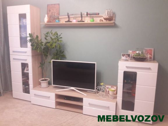 Гостиная Милан Комплект 2 (Дуб Сонома/Белый глянец) от Mebelvozov в Нижнем Новгороде