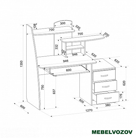 Стол компьютерный Интел-18(Бодега темная/бодега светлая) от магазина Мебельвозов в Нижнем Новгороде