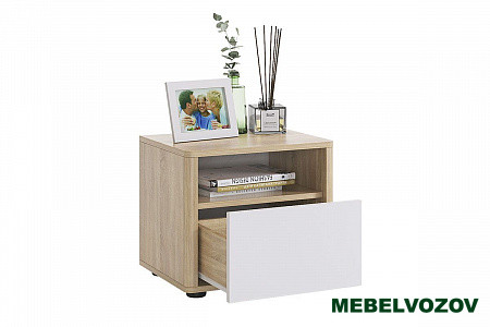 Тумба прикроватная Зара (Дуб сонома/белый) от магазина Мебельвозов в Нижнем Новгороде