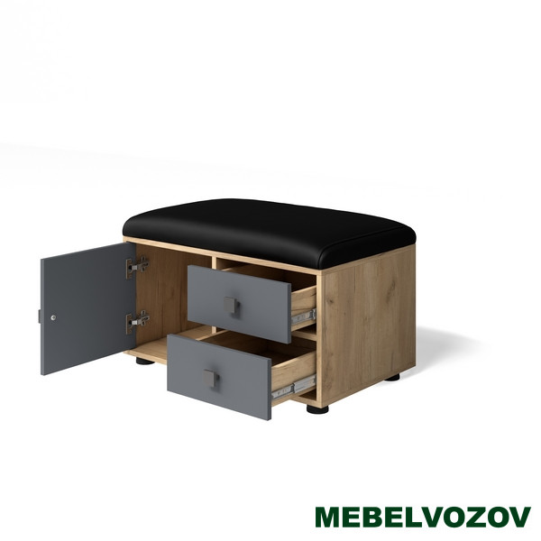 Обувница "Мини-Лайт" МЛ-5 (графит/дуб золотой крафт)- фото от магазина Мебельвозов в Нижнем Новгороде Обувница "Мини-Лайт" МЛ-5 (графит/дуб золотой крафт) от магазина Мебельвозов в Нижнем Новгороде