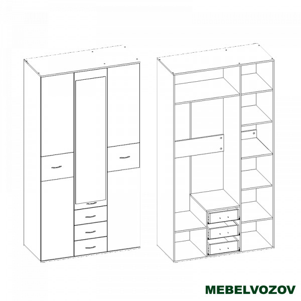 Шкаф 3х-дверный Сити 3 с зеркалом от компании Мебельвозов в Нижнем Новгороде