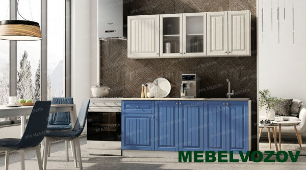 Кухонный гарнитур Хозяюшка 2,0м (магнолия/деним) от магазина Мебельвозов в Нижнем Новгороде