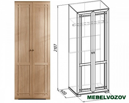 Шкаф распашной Sherlock12 для одежды (Дуб Сонома) от компании Мебельвозов в Нижнем Новгороде