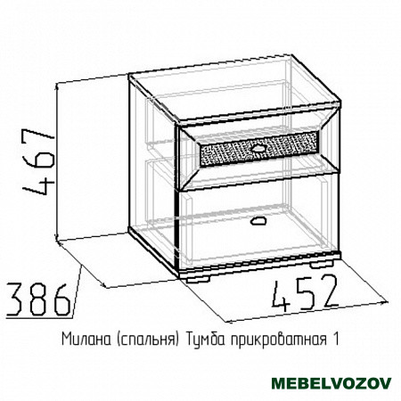 Тумба прикроватная 1 Милана (Орех) от магазина Мебельвозов в Нижнем Новгороде
