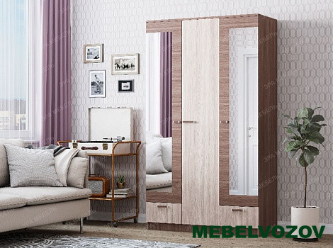 Шкаф 3-дверный 1,2 Адель (Ясень шимо) от компании Мебельвозов в Нижнем Новгороде