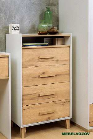 Комод высокий Айрис 45 (Белый/Дуб Золотистый) от магазина Мебельвозов в Нижнем Новгороде