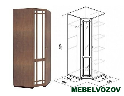 Шкаф угловой Фасад зеркало (Орех Шоколадный) Sherlock10  от компании Мебельвозов в Нижнем Новгороде