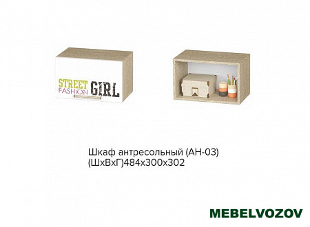 Шкаф антресольный АН-03 Сенди (STREET GIRL) от компании Мебельвозов в Нижнем Новгороде