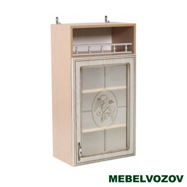 Шкаф-витрина навесной с открытой полкой 500 Анжелика (высота 920) фото от Мебельвозов в Нижнем Новгороде