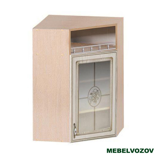 Шкаф-витрина навесной с открытой полкой угловой 600УТ Анжелика (высота 920) фото от Мебельвозов в Нижнем Новгороде