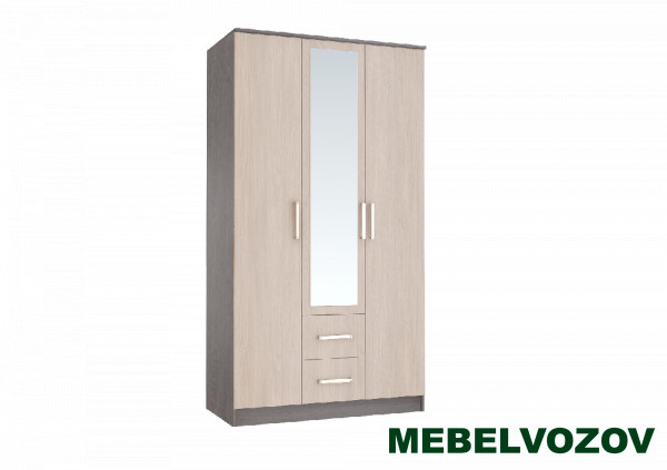 Шкаф с зеркалом 3-х дверный "Фиеста" (Ясень Шимо) от компании Мебельвозов в Нижнем Новгороде