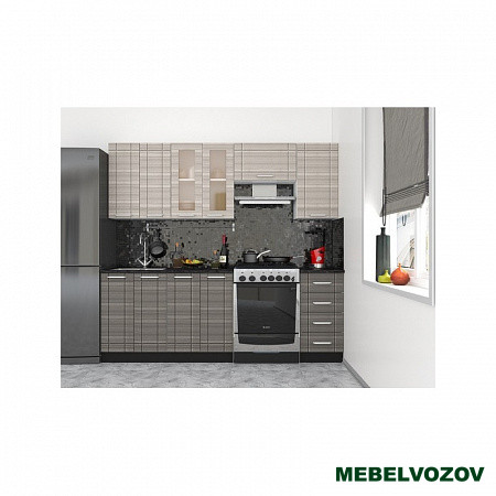 Кухонный гарнитур Бомбей 2200 (Сандал серый/Сандал белый) от магазина Мебельвозов в Нижнем Новгороде