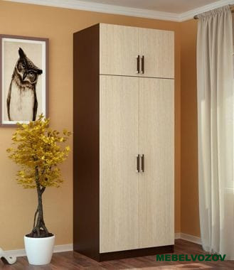 Шкаф распашной 2-х створчатый с перегородкой Венге от компании Мебельвозов в Нижнем Новгороде