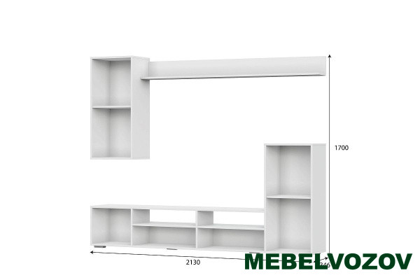 Стенка в гостиную "МГС 4" Белый / Цемент светлый от интернет магазина Mebelvozov в Нижнем Новгороде