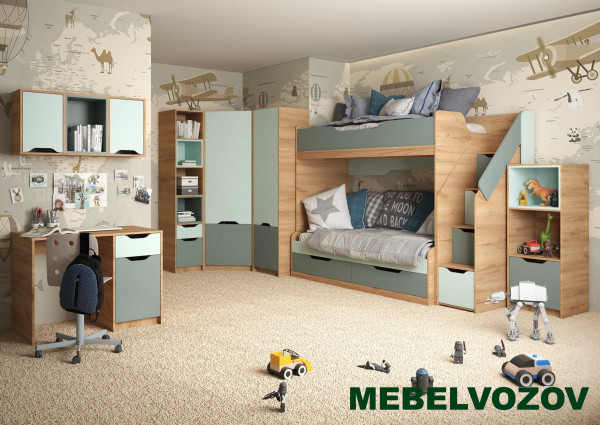 Модульная детская RICH (Мята/голубой) Комплект 2 детальное изображение от магазина mebelvozov.ru в Нижнем Новгороде