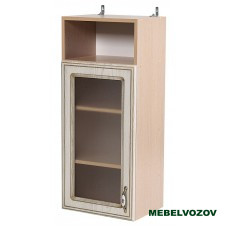 Шкаф-витрина навесной 400 с открытой полкой Флоренция (высота 920) фото от Мебельвозов в Нижнем Новгороде
