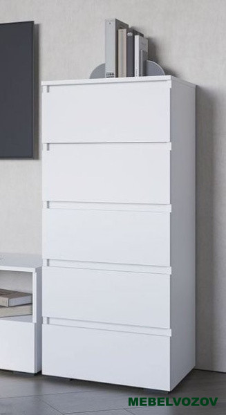 ХЕЛЕН КМ 03 Комод 502 5 ящиков (БЕЛЫЙ) от магазина Мебельвозов в Нижнем Новгороде