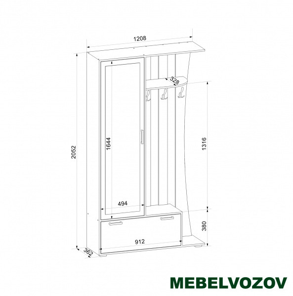 Прихожая Ивушка 20 (Бодега темная/ Бодега светлая) от магазина Мебельвозов в Нижнем Новгороде