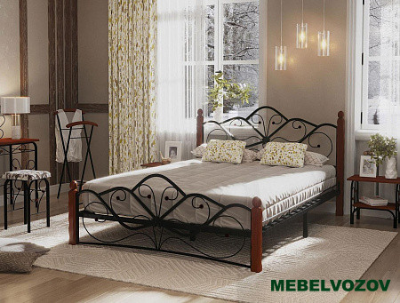 Кровать ВЕНЕРА-1 1400 (чёрный/махагон) от магазина Мебельвозов в Нижнем Новгороде