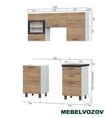 Кухонный гарнитур Аризона 1,6 м от магазина Мебельвозов в Нижнем Новгороде