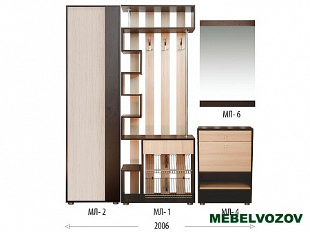 Модульная прихожая "Мини-Лайт" (венге/ясень) вариант 7 от магазина Мебельвозов в Нижнем Новгороде