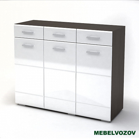 ВЕГАС комод 3 ящика (венге/белый глянец) от магазина Мебельвозов в Нижнем Новгороде