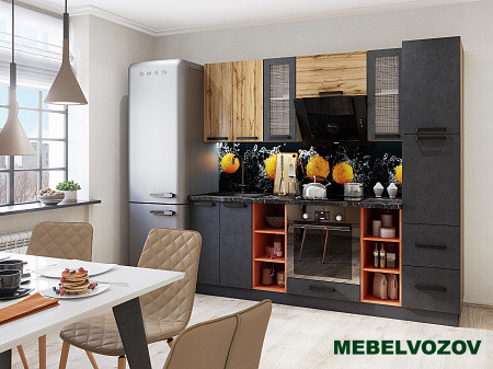 Модульная кухня Крафт 2.2м (темный бетон/дуб вотан) от магазина Мебельвозов в Нижнем Новгороде