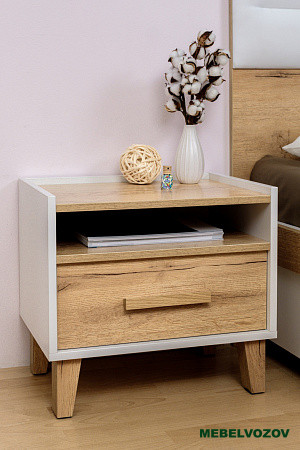 Тумба прикроватная Айрис 41 (белый/дуб золотистый) от магазина Мебельвозов в Нижнем Новгороде