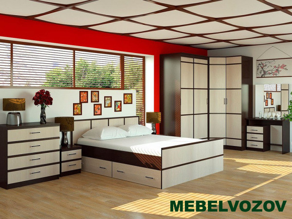 Спальня «Сакура». Компоновка 1 от магазина Мебельвозов в Нижнем Новгороде