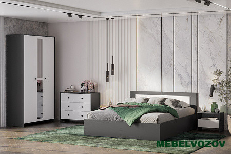 Спальный гарнитур Дольче (Графит/Белый) от магазина Мебельвозов в Нижнем Новгороде