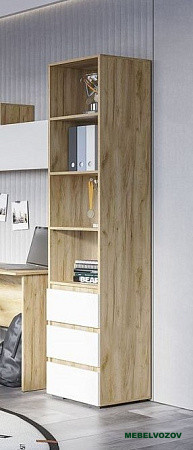 ХЕЛЕН ПН 02 Пенал открытый (БЕЛЫЙ/ДУБ КРАФТ ЗОЛОТО) от компании Мебельвозов в Нижнем Новгороде