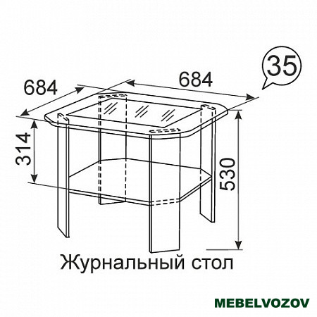  Стеклянный столик «Виктория» 35 от интернет магазина Mebelvozov в Нижнем Новгороде