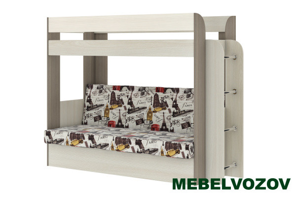 Кровать-Диван 2-х этажная Карамель 75(Ясень шимо темный/светлый) детальное изображение от магазина mebelvozov.ru в Нижнем Новгороде