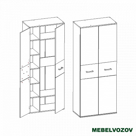 Шкаф в гостинную двухдверный Сити 32 от компании Мебельвозов в Нижнем Новгороде