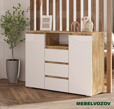 ХЕЛЕН КМ 01 Комод 1202 (БЕЛЫЙ/ДУБ КРАФТ ЗОЛОТО) от магазина Мебельвозов в Нижнем Новгороде