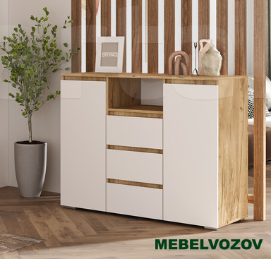 ХЕЛЕН КМ 01 Комод 1202 (БЕЛЫЙ/ДУБ КРАФТ ЗОЛОТО) от магазина Мебельвозов в Нижнем Новгороде