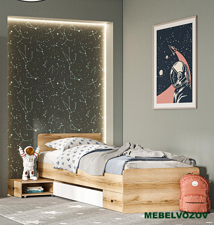 КИВИ КР-01 Кровать 900 с двумя выкатными тумбами и ящиком детальное изображение от магазина mebelvozov.ru в Нижнем Новгороде