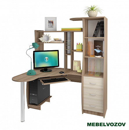 Стол компьютерный Интел-9 (Ясень Шимо темный/ светлый) от магазина Мебельвозов в Нижнем Новгороде