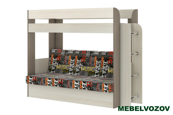 Кровать-Диван 2-х этажная Карамель 75(Ясень шимо темный/светлый) детальное изображение от магазина mebelvozov.ru в Нижнем Новгороде